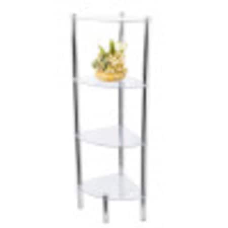 Home Basics 4 Tier Multi Use Arc Glass Corner Shelf, Clear SA10122